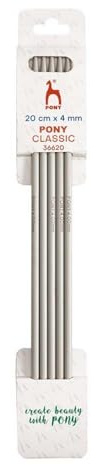 Pony Classic Double Pointed Needles Aluminum 20 cm 4.00 mm - 1pc
