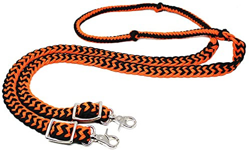 Roping geknotet Pferd Tack Western Barrel Zügel Nylon geflochten orange schwarz 60712