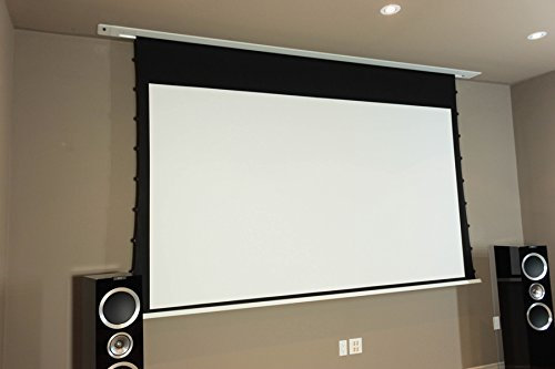 HiViLux Deckeneinbau Tension Motor Leinwand UHD 4K/3D/Full HD/Gain 1,0 Weiss Tuch aus professionell Kinofolie/Nur 13cm Einbauhöhe/mit Fernbedienung (21:9 Bild:220x94cm 94 Diagonal)