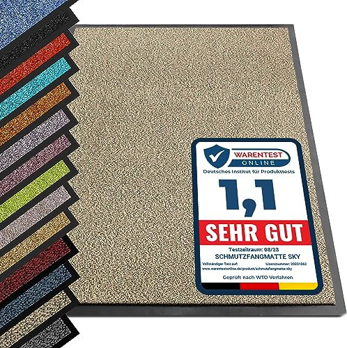 etm® Schmutzfangmatte - Note 1,6: Sieger Preis-Leistung - Fußmatte in vielen Größen - Türmatte Fußabstreifer für Haustür innen und außen (Ocker-Schwarz, 90x150 cm)
