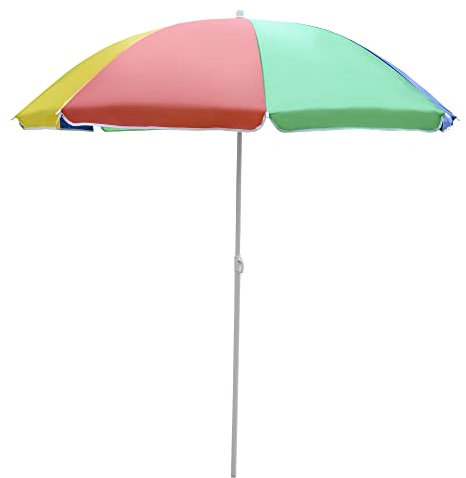 HOMCOM Parasol de plage parasol inclinable rond parasol d'extérieur en métal polyester multicolore