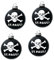 St. Pauli Christbaumkugeln Totenkopf, 4er Set, Schwarz, Glas, Schädel, Modern, Hängend, Halloween, Weihnachten