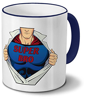 printplanet Tasse mit Namen Super Bro - Motiv Super - Namenstasse, Kaffeebecher, Mug, Becher, Kaffeetasse - Farbe Blau