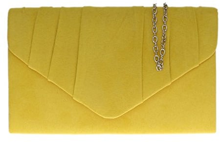 Girly Handbags Womens Faux Suede Clutch Bag Pleated Design Evening Party Yellow