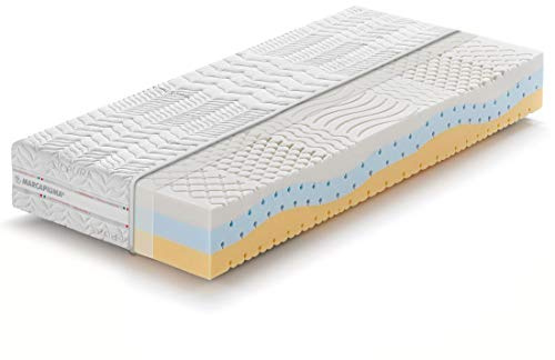 Marcapiuma - Memory Matratze 90x200 Höhe 23 cm - ONDA MED - Orthopädische Öko-Tex MEDIZINPRODUKT H2 Medium 11 Zonen Viscoelastische Silver Bezug antiallergen gegen Milbe Atmungsaktiv - Made in Italy