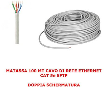 Bobina de 100 metros de cable de red SFTP CAT 5E LAN Ethernet Internet - doble pantalla, Access Point (punto de acceso), gris