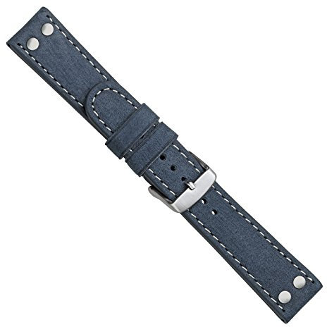 Uhrbanddealer Unisex Uhrenarmband 20mm Ersatzband Fliegerband Vegas Nubuk-Leder Blau 868820s