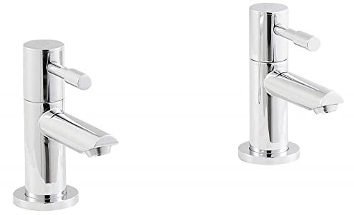 iBathUK | Pair of Hot and Cold Basin Sink Mixer Taps Chrome Bathroom Faucets TB3011