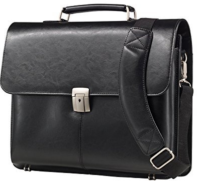 ALASSIO 47011 Aktentasche FAENZA, Umhängetasche aus echtem Leder, mit Schloss abschließbar, Notebooktasche für Laptops bis 15 Zoll, Businesstasche, ca. 32,5 × 41 × 12 cm, schwarz
