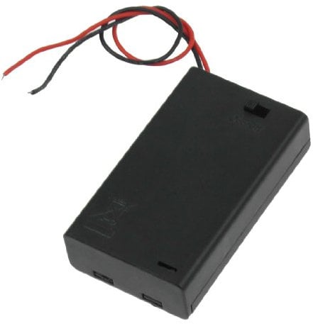 sourcing map Two Wire Leads ON/OFF Switch Black 3 x 1.5V AAA Battery Holder Case w Cover