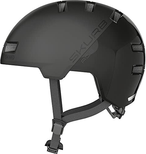 ABUS Stadthelm Skurb ACE - Stylischer Fahrradhelm im Alltag, beim Skaten, BMX-Fahren oder Longboarden - Schwarz, Größe S