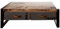 MASSIVMOEBEL24.DE | Factory - Couchtisch aus Massivholz - Natur, Bedruckt | Mango | 115x60x40 | 2 Schubladen | Eisen | Kaffeetisch Beistelltisch Sofatisch