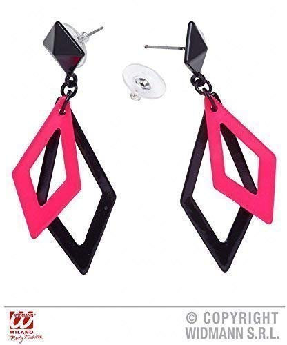Lively Moments Freche pink - Schwarze Ohrringe passend zu Kostümen der 80er oder Disco