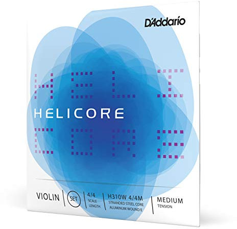 Set di corde D'Addario Helicore per violino con corda E wound, Scala 4/4, Tensione Media, Set completo-Wound E