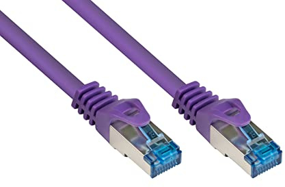 Good Connections Cat.6A Ethernet LAN Patchkabel mit Rastnasenschutz RNS, S/FTP, PiMF, halogenfrei, 500MHz, OFC, 10-Gigabit-fähig (10/100/1000/10000-Base-T Ethernet Netzwerke) - z.B. für Patchpanel, Switch, Router, Modem - violett, 2m