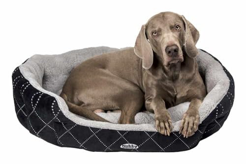 Nobby 71546 Komfortbett Oval Ceno für Hunde oder Katzen, L x B x H: 55 x 50 x 21 cm, schwarz/grau