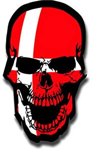 Aufkleber/Sticker Dänemark Skull Schädel Knochen Totenkopf Staat 7x4cm A1497