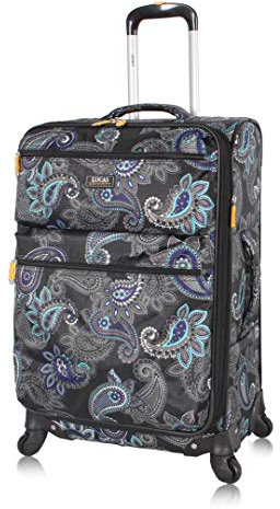Lucas Designer-Gepäck, erweiterbar, 71,1 cm, Softside-Tasche mit Muster, langlebig, groß, ultraleicht, kariert, mit 8 Rollrollen, Diva, 71.12 cm