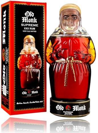 Old Monk „Supreme“ Rum – 18 Jahre - Ausgezeichnet und mild im Geschmack – 0,7 Liter – Geschenkverpackung – Dark Rum 42,8% Vol. – Premium - King of Rums seit 1855 – unvergleichliches Aroma