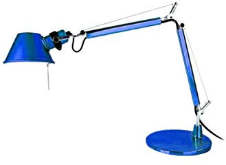 Artemide Tolomeo Micro Tischlampe mit Fuss, Länge 45 Höhe 37 max 73 cm, blau