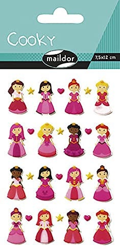 Maildor CY002O Packung mit Stickers Cooky 3D, 1 Bogen, 7,5 x 12 cm, ideal zum Dekorieren, Sammeln oder Verschenken, 1 Pack, Prinzessin