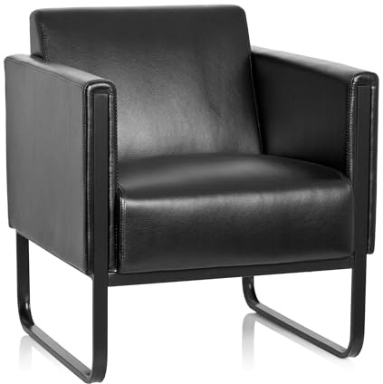 hjh OFFICE Loungesessel Bali Black Gestell schwarz Kunstleder glatt 1-Sitzer schwarz