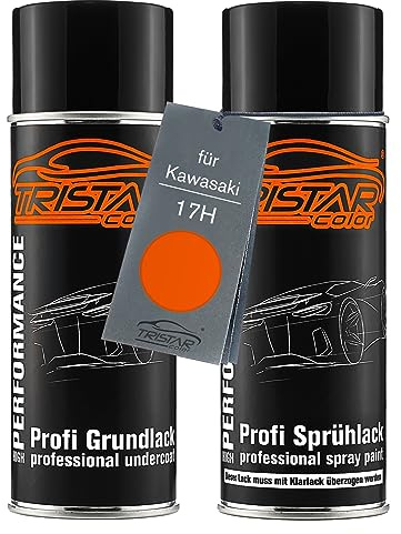 TRISTARcolor Peinture moto Kit bombes de peinture pour Kawasaki 17H Orange Perl Peinture de fond peinture de base aérosol 400 ml