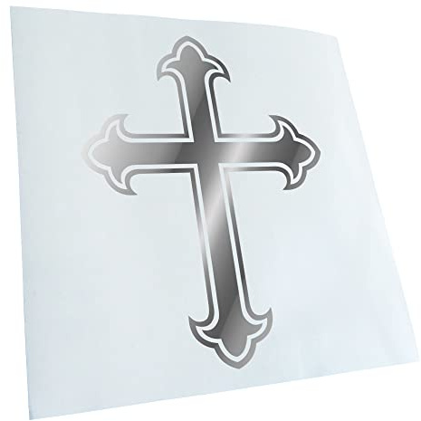 Kiwistar - Autocollant - Croix de lys - Croix de chevalier - Croix ancienne - chrome - G10 - Pour voitures, vélos, véhicules, motos, cyclomoteurs, tuning, vitres arrière