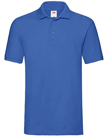 Fruit of the Loom Men's Premium Long Plain Polo Long Sleeve Polo Shirt, Blue (Royal Blue), Medium