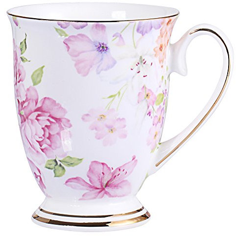 AWHOME Royal Fine Bone China Coffee Mug Assorted Colors Tea Cup About 11oz /330ml (1, red)