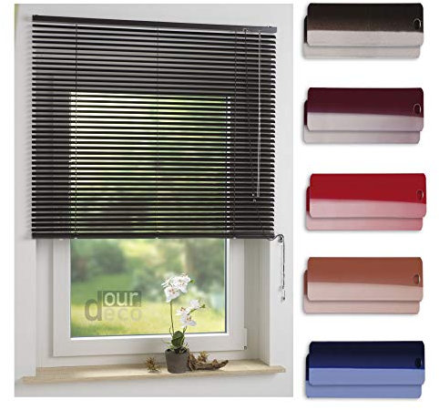 ourdeco® Aluminium-Jalousie / 120 x 160 Mokka (Breite x Höhe) / Montage an Wand oder Decke, Premium Alu-Jalousie
