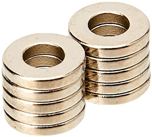Diametrically Magnetised N42 Neodymium Magnet for Engineering, Manufacturing and Technology Applications - 6mm O.D. x 3mm I.D. x 1mm thick - Pack of 10