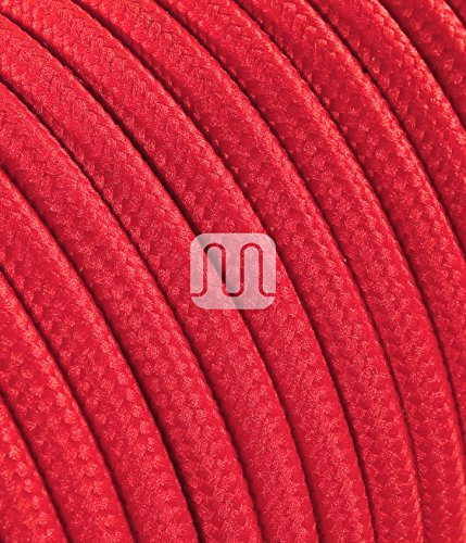 Cavo elettrico tondo rotondo rivestito in tessuto colorato Rosso 10 metri 3x0,75 per lampadari, lampade, abat jour, design. Made in Italy!