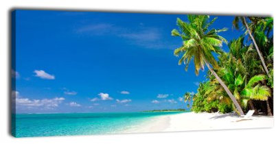 wandmotiv24 Leinwandbild Panorama Nr. 85 Südsee 100x40cm, Keilrahmenbild, Bild auf Leinwand, Strand Urlaub Meer