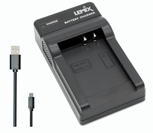 Lemix (ENEL12) Chargeur USB Ultra Slim Compatible avec Les Batteries Nikon EN-EL12 & Les appareils Photo Nikon Coolpix listés ci-Dessous