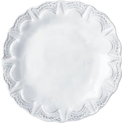 VIETRI INC-1101D Incanto Lace - Piatto da insalata, in terracotta, colore: Bianco