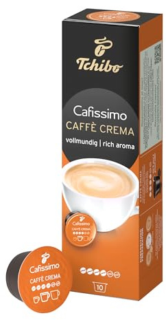Tchibo Cafissimo Caffè Crema vollmundig Kaffeekapseln, 10 Stück (Kaffee, ausgewogen und vollmundig), nachhaltig & fair gehandelt