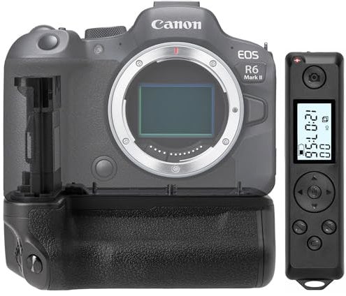 ayex Battery Grip Compatible with Canon EOS R5 R6 R6 Mark II Incl. Timer Remote Shutter Like BG-R10 Compact Handle RC