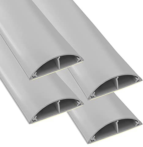 ARLI Kabelkanal Fussboden Kabelbrücke TV Wand 4X 1m halbrund selbstklebend 70 x 20 mm grau Boden Fußboden halbrund rund (4 Stück mit 1 m)