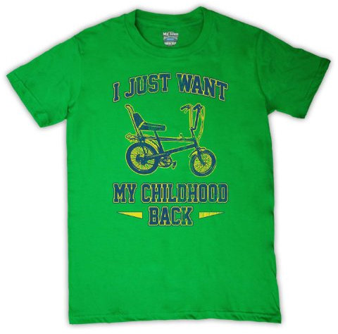 Chopper Bike I Just Want My Childhood Back Mens T-Shirt, Green, Small