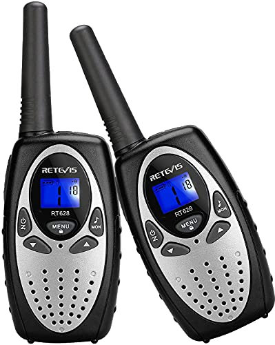 Retevis RT628 Walkie Talkie Kinder, Große Reichweite VOX, Spielzeug Geschenke für Junge Erwachsene Camping, Outdoor-Abenteuer (1 Paar, Silber)
