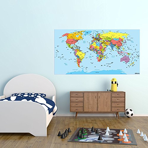 World Map - Wall Art Sticker (114 x 60cm) by stika.co