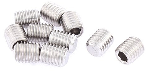 Sourcingmap M10x12mm 1.5mm Pitch Hex Socket Set Flat Point Grub Screws 10pcs