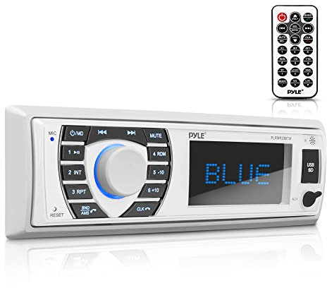 Pyle Bluetooth Marine Stereo Receiver | Hands-Free Calling | Wireless Streaming | MP3/USB/SD Readers | AM/FM Radio (PLRMR23BTW)