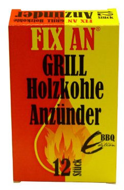 Grill Holzkohle Anzünder FIX AN, 12 Stück für Grill, Ofen, Kamin