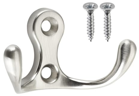SOTECH Garderobenhaken MAREEN Edelstahloptik 29 x 51 x 23,5 mm BA 17 mm | 2-fach Kleiderhaken Garderobe