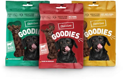 Chewies Hundeleckerli Mix - 3 x 200 g - Rind, Pansen, Geflügel Knöchelchen - Hundesnacks zuckerfrei & mit hohem Fleischanteil - Trainings-Leckerli für Ihren Hund (600 g)