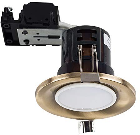 MiniSun | Modern Fire Rated Antique Brass GU10 Recessed Ceiling Downlight/Spotlight | LED Bulbs, Home Décor & Improvement Essential | Includes 5W LED Bulb [3000K Warm White]