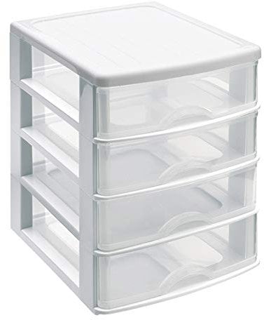 PLASTIC FORTE, Cajonera sobremesa, Blanco, 4 Cajones