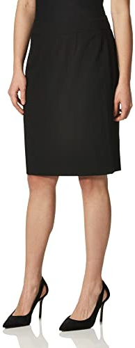 Calvin Klein Women's Classic Fit Straight Lux Suit Skirt, Black, 16 Plus